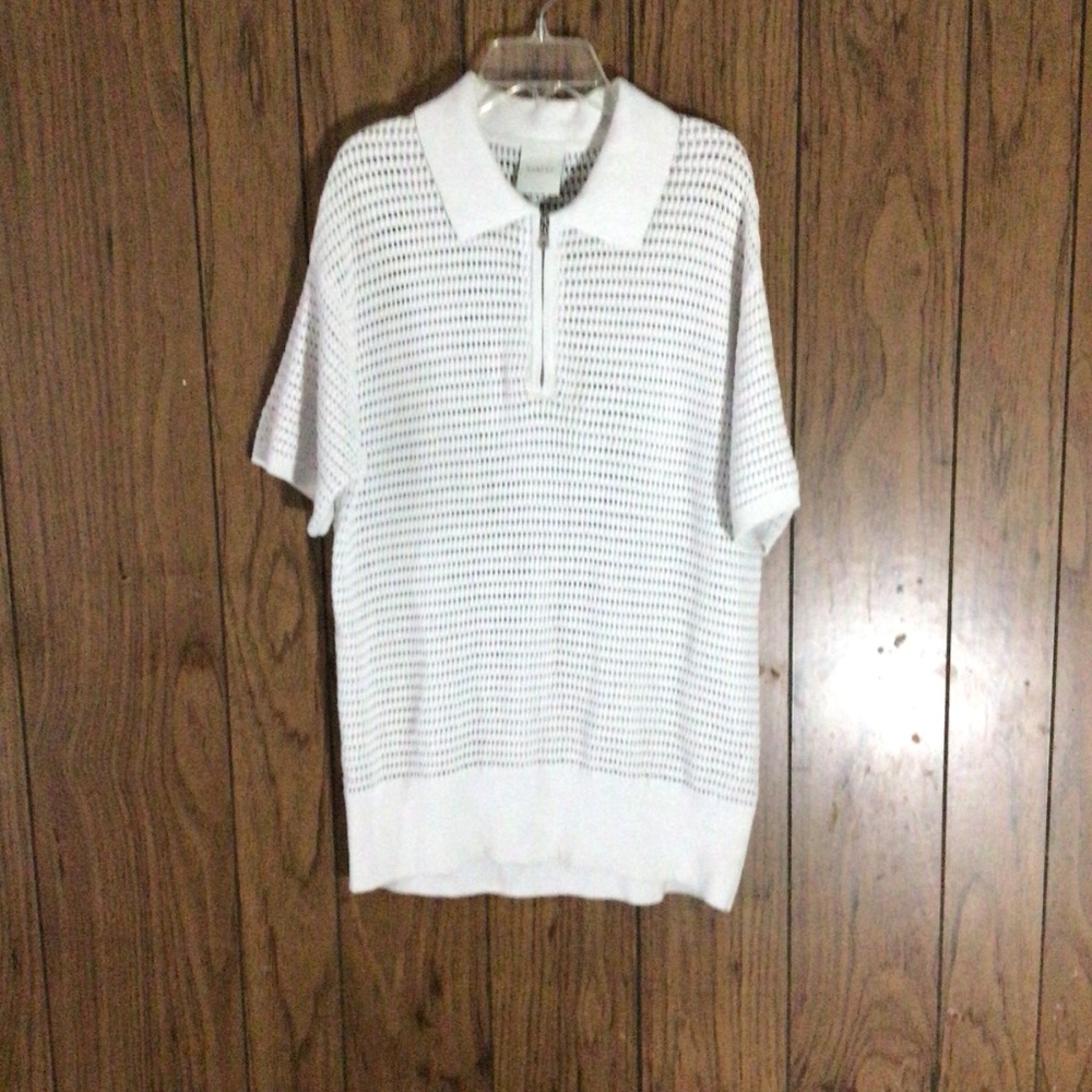 Varley Women’s Clayton Mesh Knit Cream Polo Sz XS - Picture 2 of 9